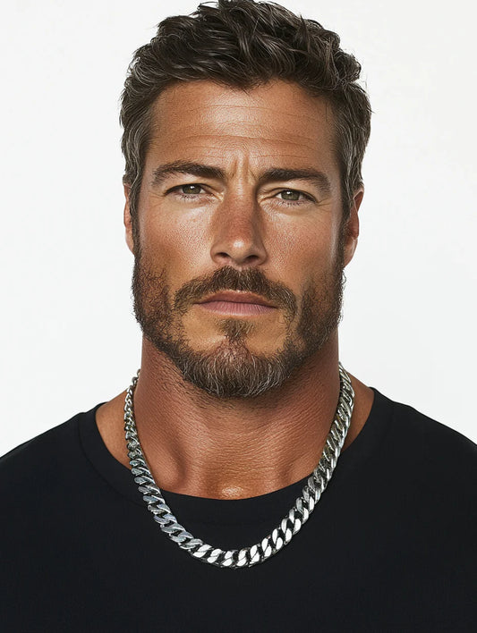 14 MM Silver-plated Cuban Style Chain | MEN ACCESSORIES | INAROS By Nick | OUTFAIR | OUTFAIR