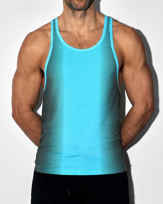 Super Bright Racerback Tank Neon Blue - back view