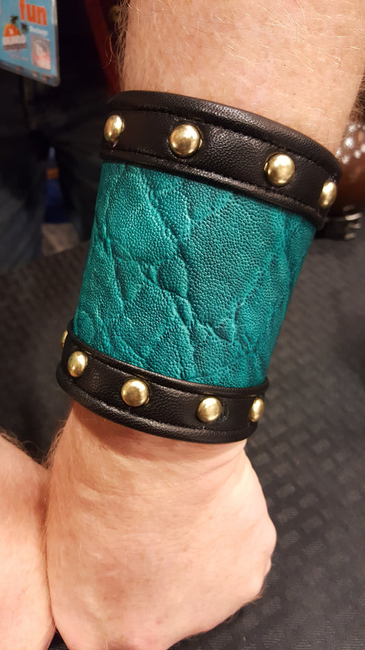 Teal Elephant Hide Bracer - view 2