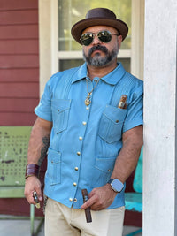 Leather Guayaberas Shirt - front view