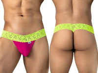 Seductive Pink-Yellow Lace Thong - view 1