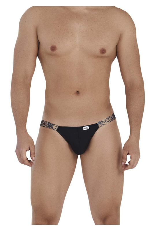 CandyMan Men's Underwear 99536X Bikini Jockstrap Color Black-Animal Print