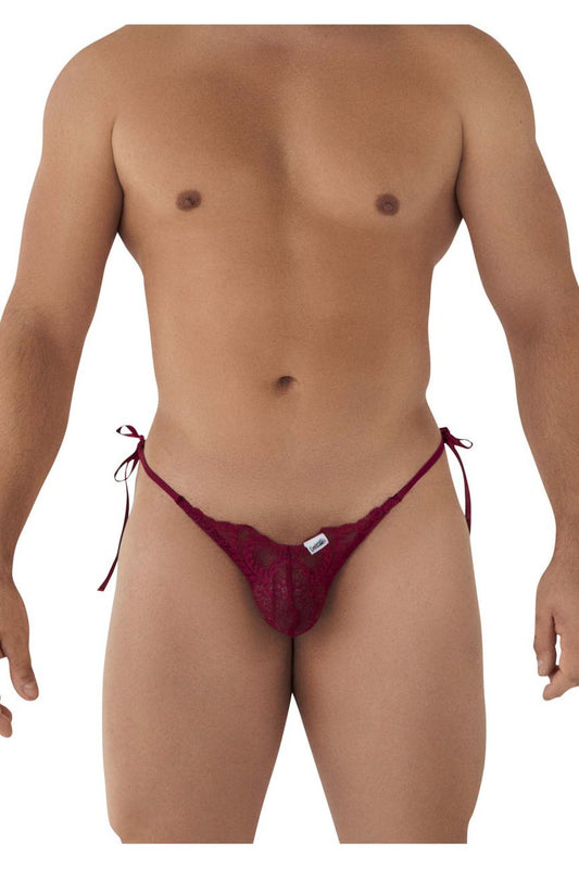 CandyMan Men's Underwear 99579 Lace Heart Bikini Color Burgundy