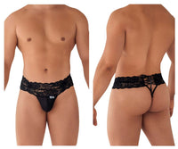 Black Lace Mesh Nylon Thong - view 1