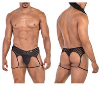 Garter Black Mesh Thong - view 1