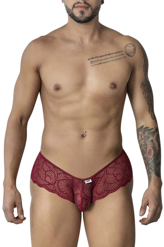 CandyMan 99907 Men's Underwear Lace Trunks Color Burgundy