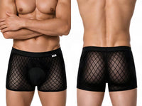 Black Sheer Geometric Mesh Boxer Brief - view 1