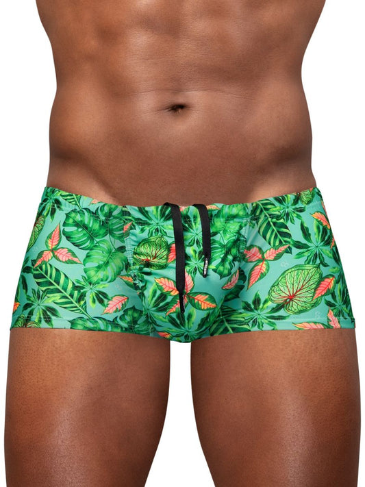 ErgoWear Men's active and swimwear EW1829 FEEL SW Swim Trunks Color Aqua-Leaves