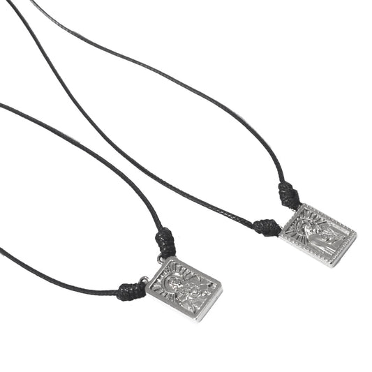 Male Scapular with Cord in 5 colors of Pendant Black, Silver, Vintage Gold, Gold, Graphite Scapular - Men's Necklace - Male Jewelry