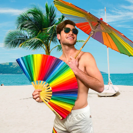 Rainbow Pride Bamboo Folding Fan