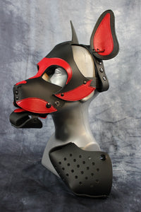 Husky Pup Hood with Removable Muzzle - front view