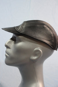 Short Brim Leather Baseball Cap - front view