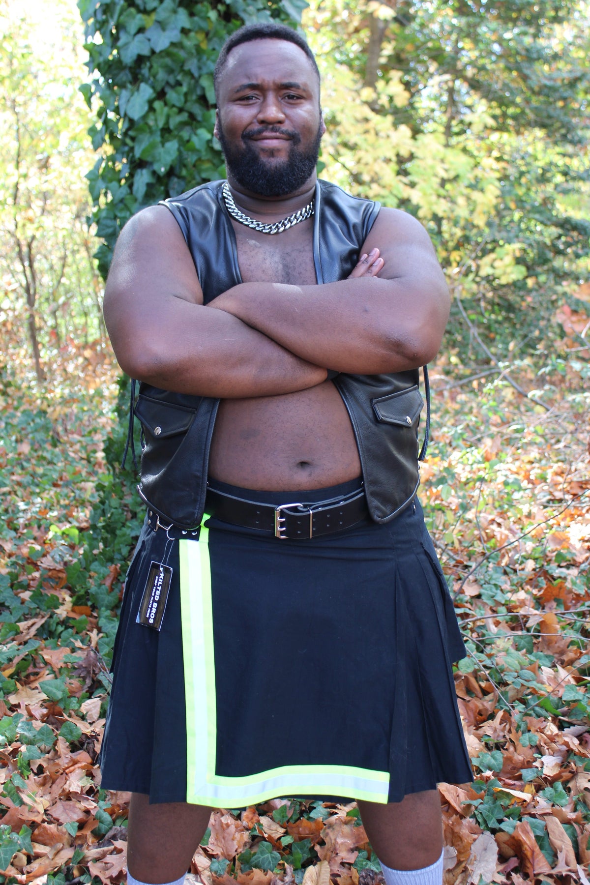 Firefighter Kilt in Black and Florescent Green - view 14
