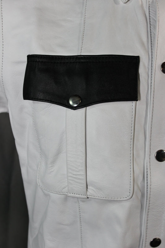 OnF Leather Shirts in White with Black Highlights - view 2