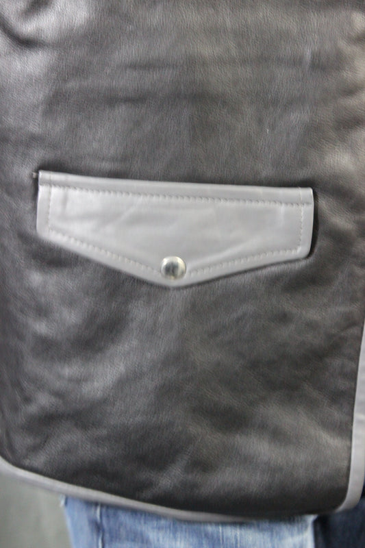 OnF Leather Bar Vest - Black with Grey Highlights - view 2