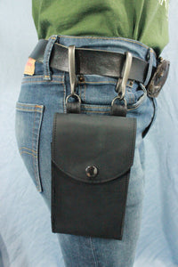 Leather Cell Phone Case with Hooks - front view