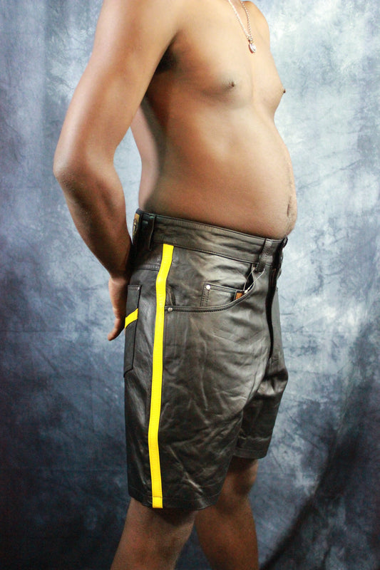 OnF "Chevron" Shorts in Black and Yellow - view 2