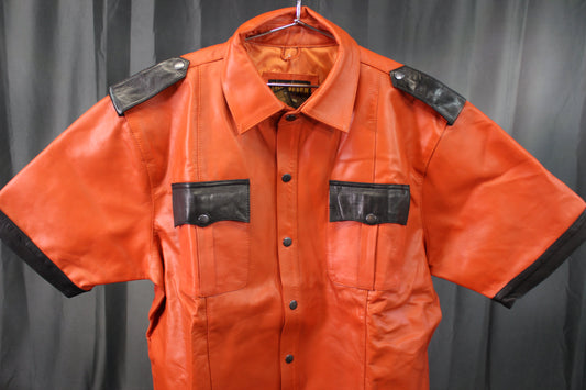OnF Leather Shirts in Orange with Black Highlights - view 2