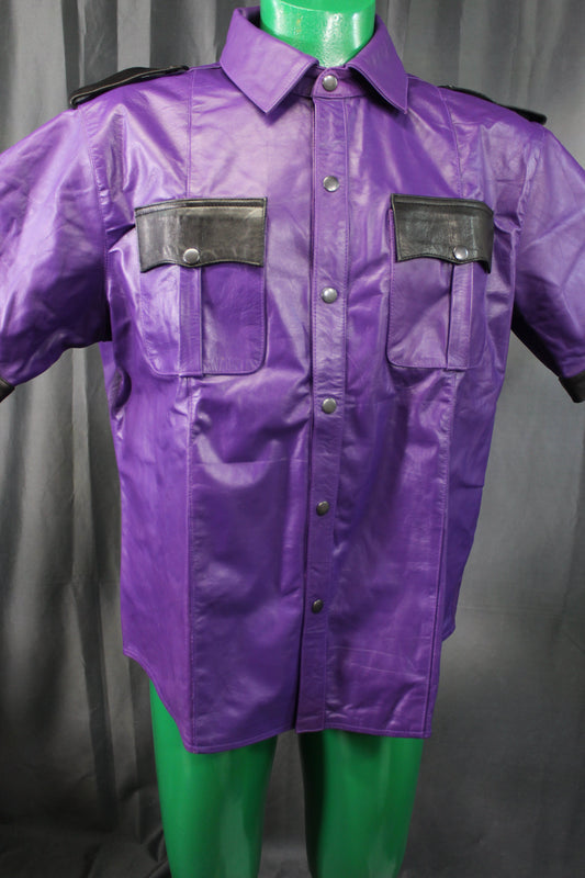 OnF Leather Shirts in Purple with Black Highlights - view 2