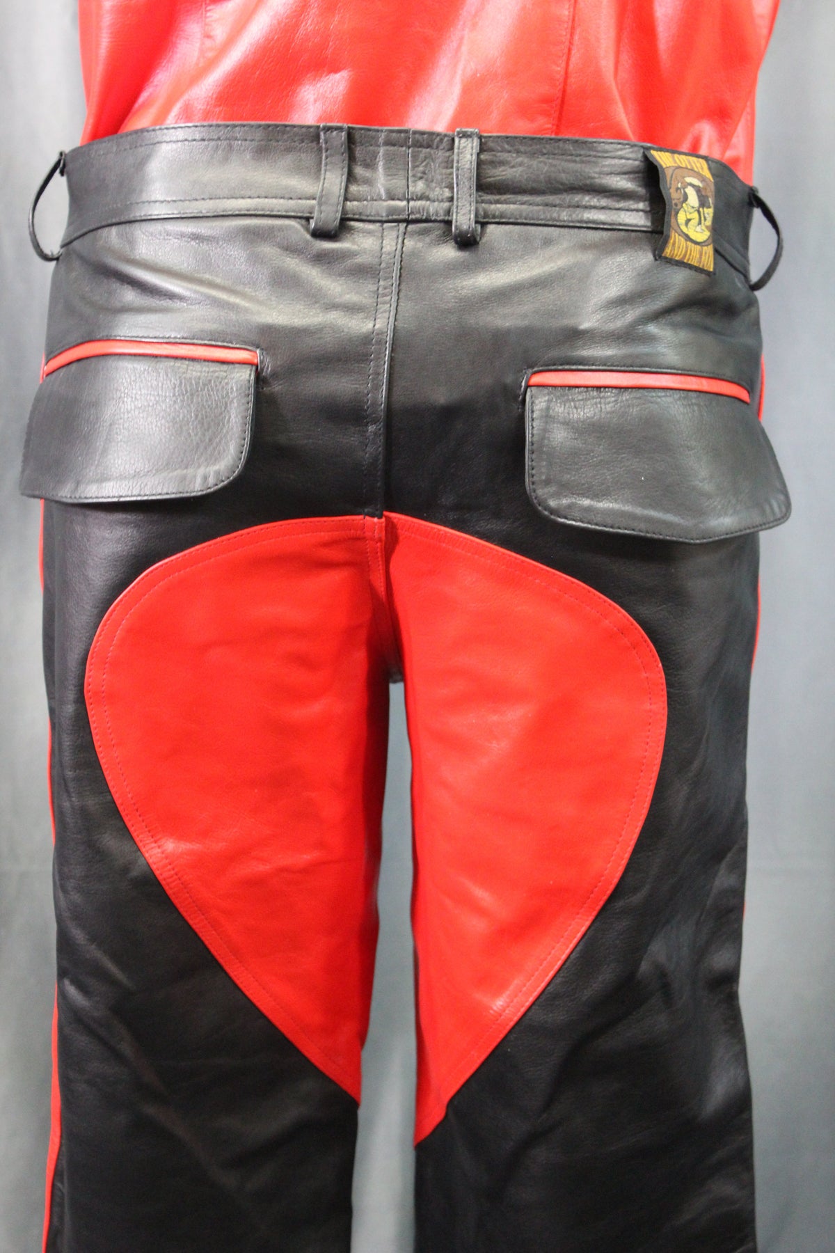 The Otter and The Fox Leather Formal Pants in Black with Red Highlights - view 6