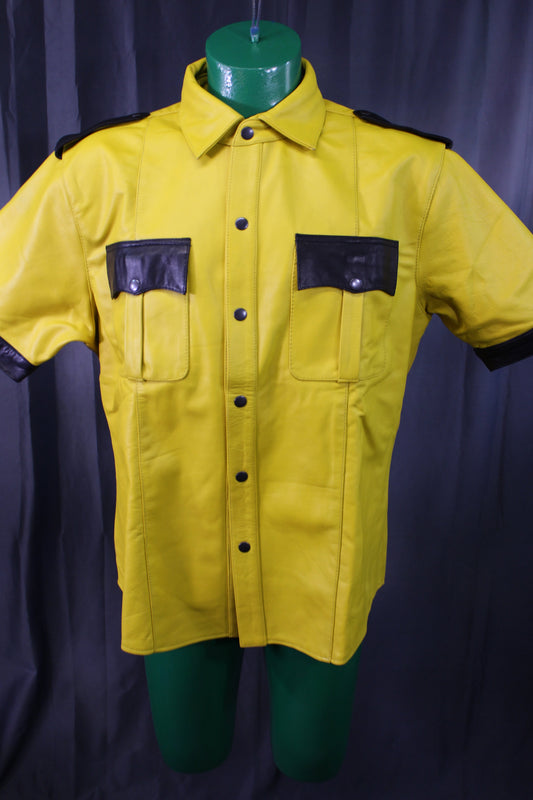OnF Leather Shirts in Yellow with Black Highlights - view 2