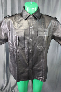OnF Leather Shirts in Classic Black - front view