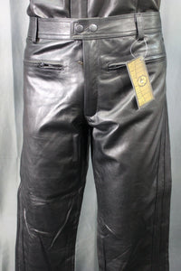 OnF Leather Formal Pants in Black - front view