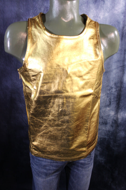 Otter and Fox Leather Tank Tops in Gold - view 2
