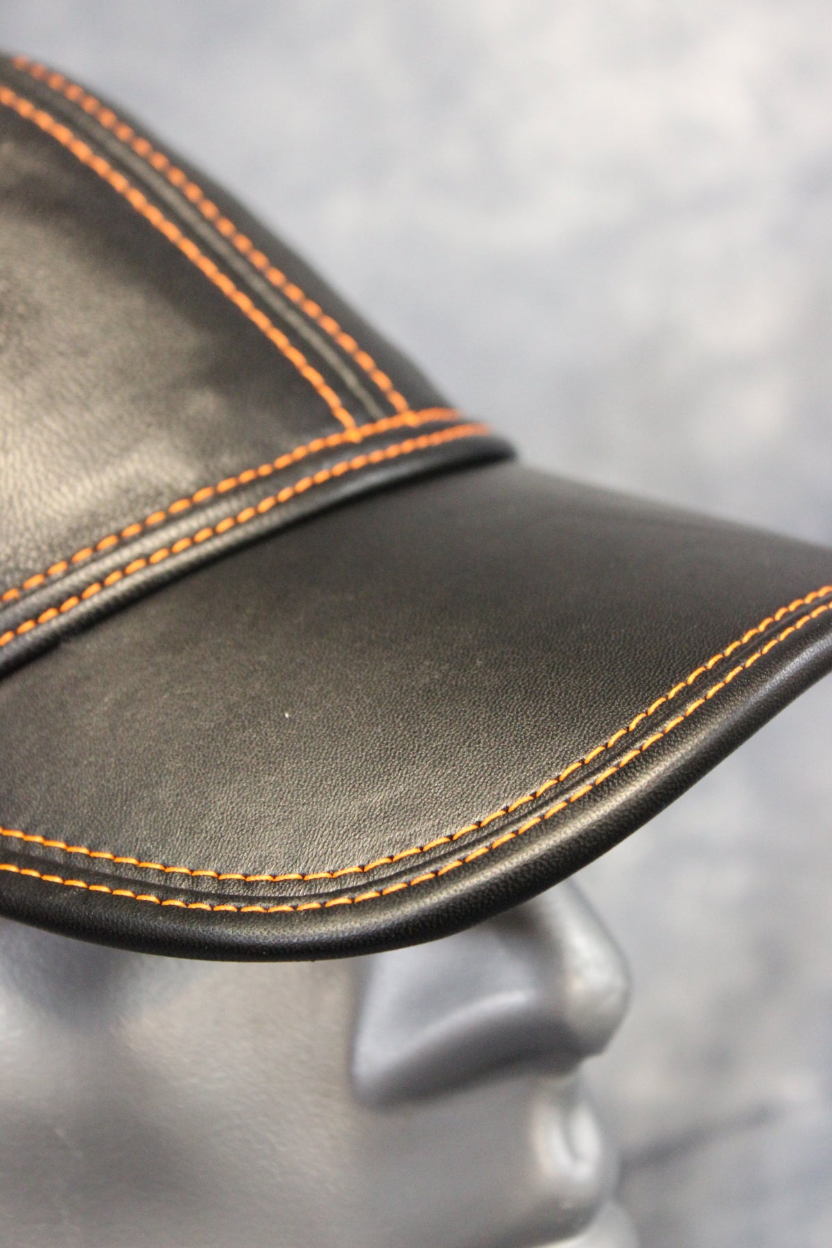 Leather Baseball Cap with Orange Stitching - view 21