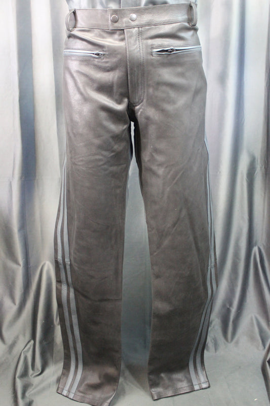 The Otter and The Fox Leather Formal Pants in Black with Grey Highlights - view 2
