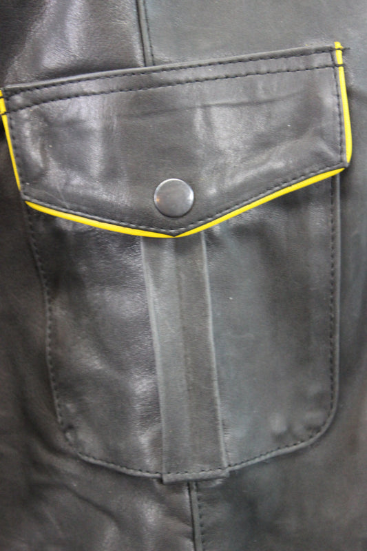 OnF Leather Shirts in Black with Yellow Highlights - view 2