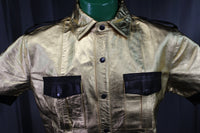 OnF Leather Shirts in Gold with Black Highlights - front view