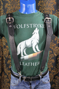 Classic Convertible Leather Suspenders - front view