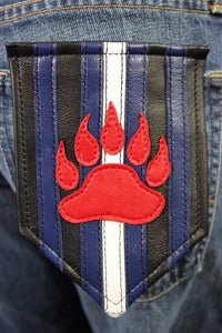 Leather Bear Pocket Flag - front view