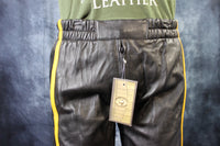 Basketball Shorts in Black and Mustard Yellow - front view