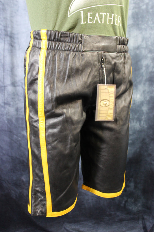 Basketball Shorts in Black and Mustard Yellow - view 2
