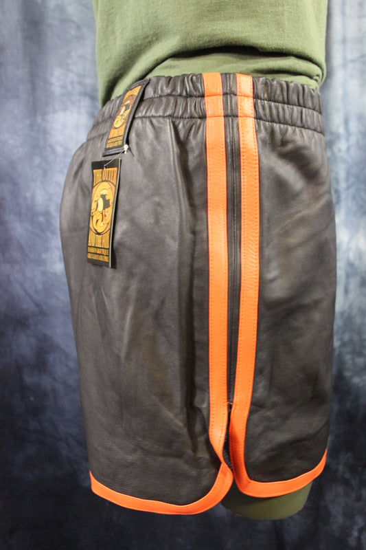 OnF Booty Shorts in Black with Orange - view 2