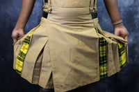 Hybrid Kilt Khaki with Macleod Of Lewis Tartan Pleats - front view