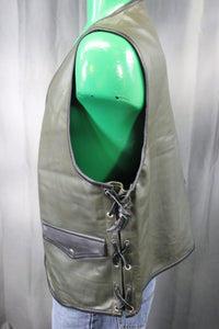 OnF Leather Bar Vest - Hunter Green with Black Highlights - front view