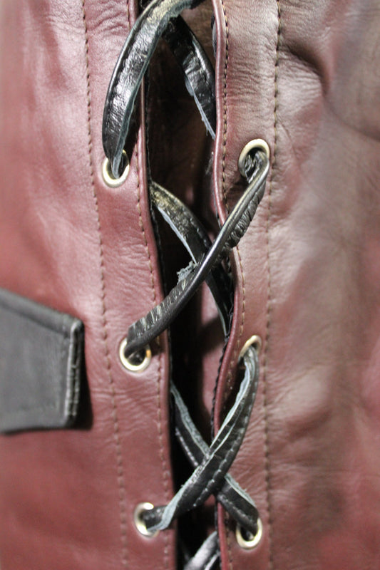 OnF Leather Bar Vest - Brown with Black Highlights - view 2