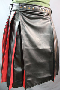 Pleated Leather Kilt - front view