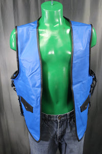 OnF Leather Bar Vest - Blue with Black Highlights - front view