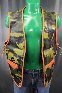 OnF Leather Bar Vest - Camo with orange Highlights - front view