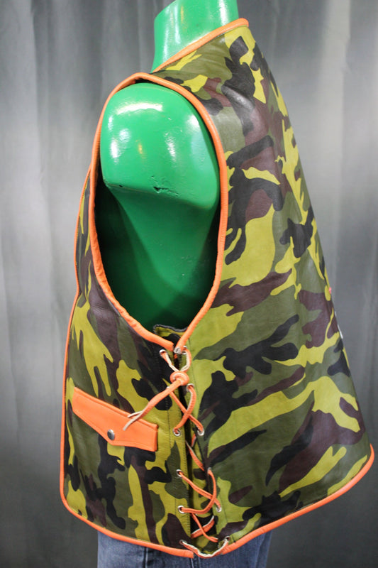 OnF Leather Bar Vest - Camo with orange Highlights - view 2