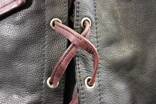 OnF Leather Bar Vest - Black with Dark Brown Highlights - view 2