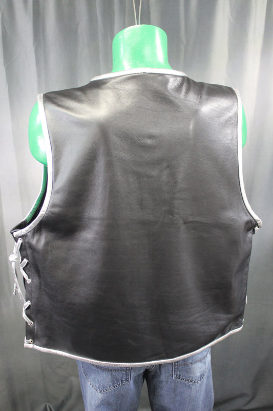OnF Leather Bar Vest - Black with Silver Highlights - view 2