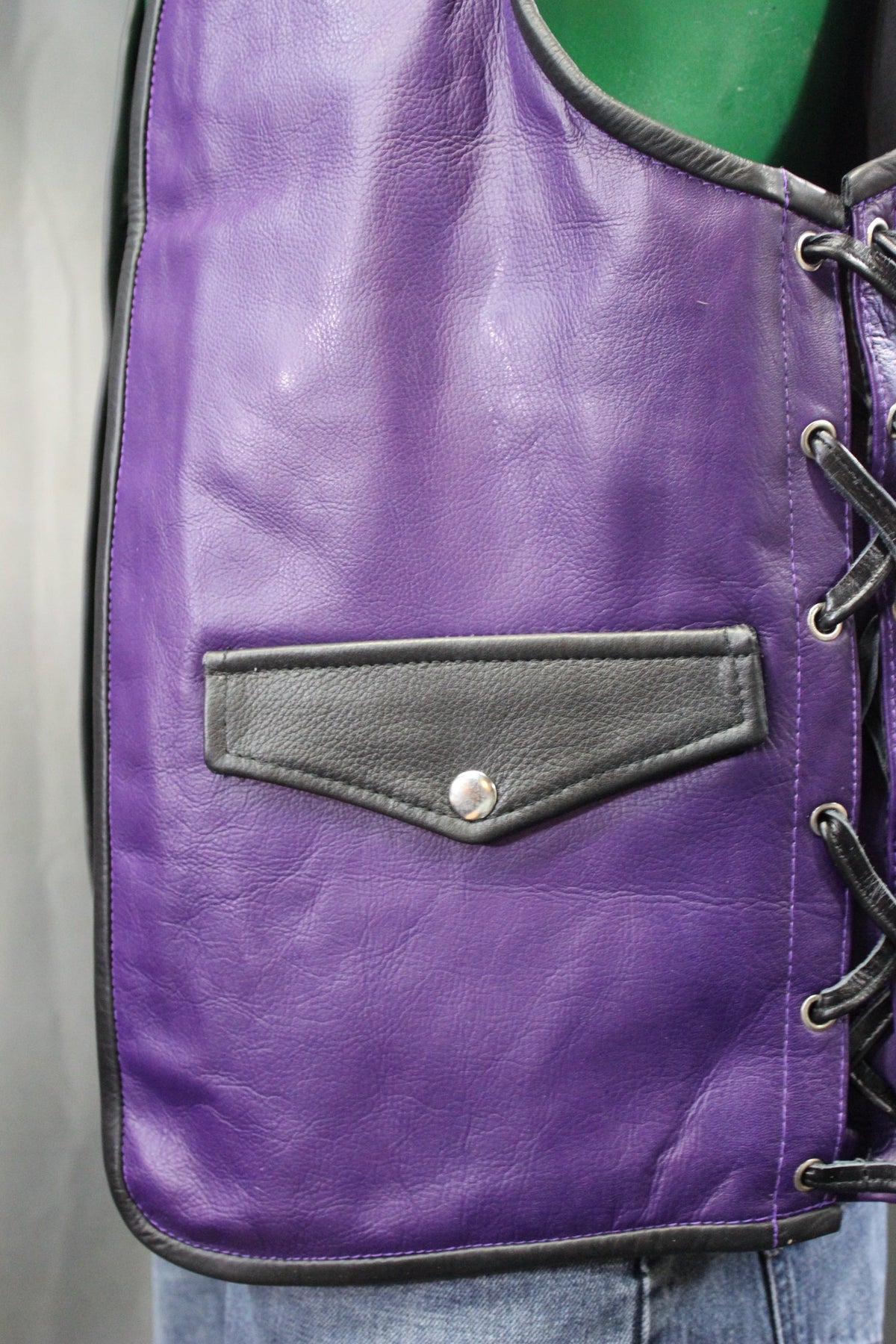OnF Leather Bar Vest - Purple with Black Highlights - view 6