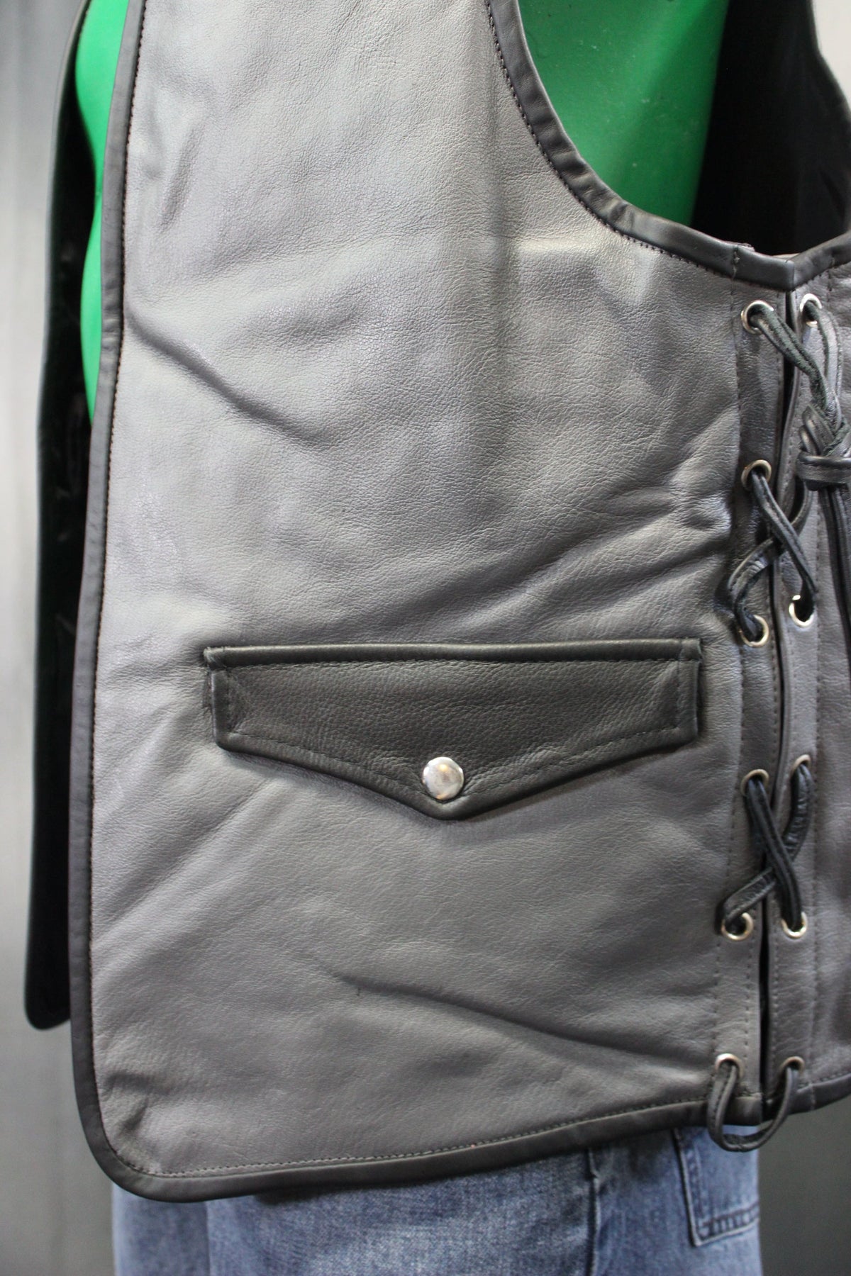 OnF Leather Bar Vest - Grey with Black Highlights - view 6