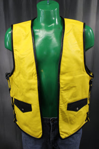 OnF Leather Bar Vest - Yellow with Black Highlights - front view