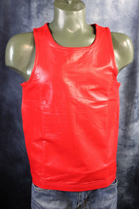OnF Leather Tank Tops in Red - front view